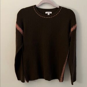 Johnny Was Daria Cashmere Whipstick Sweater in Chocolate Brown Size XS